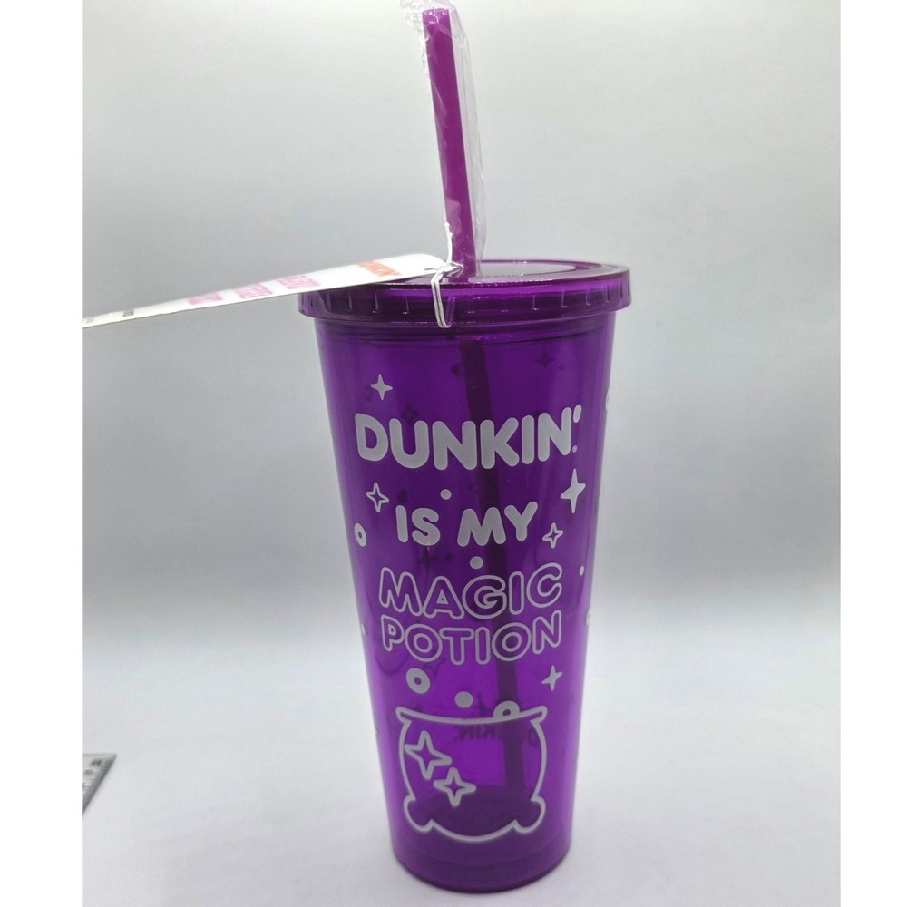 Dunkin Purple Magic Potion Cauldron Cold Cup Tumbler 24oz With Straw NWT